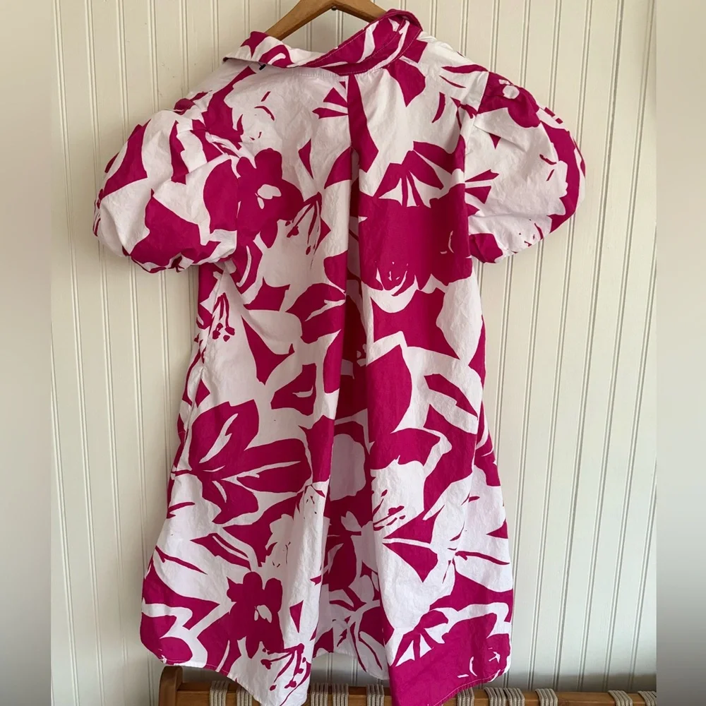 MSK Bubble Sleeve Dress Size Medium in Pink and White 100% Cotton - Picture 5 of 7